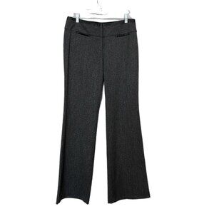 EXPRESS EDITOR Herringbone Gray Faux Leather Trim Wide Leg Trouser 6R